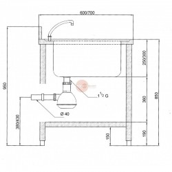 Tavolo in acciaio inox su gambe profondità 700 mm 500x700 mm - Profondità  70 cm - Senza ripiani senza alzatina - Su gambe - Tavoli in acciaio inox -  Arredo Inox - Linee Professionali